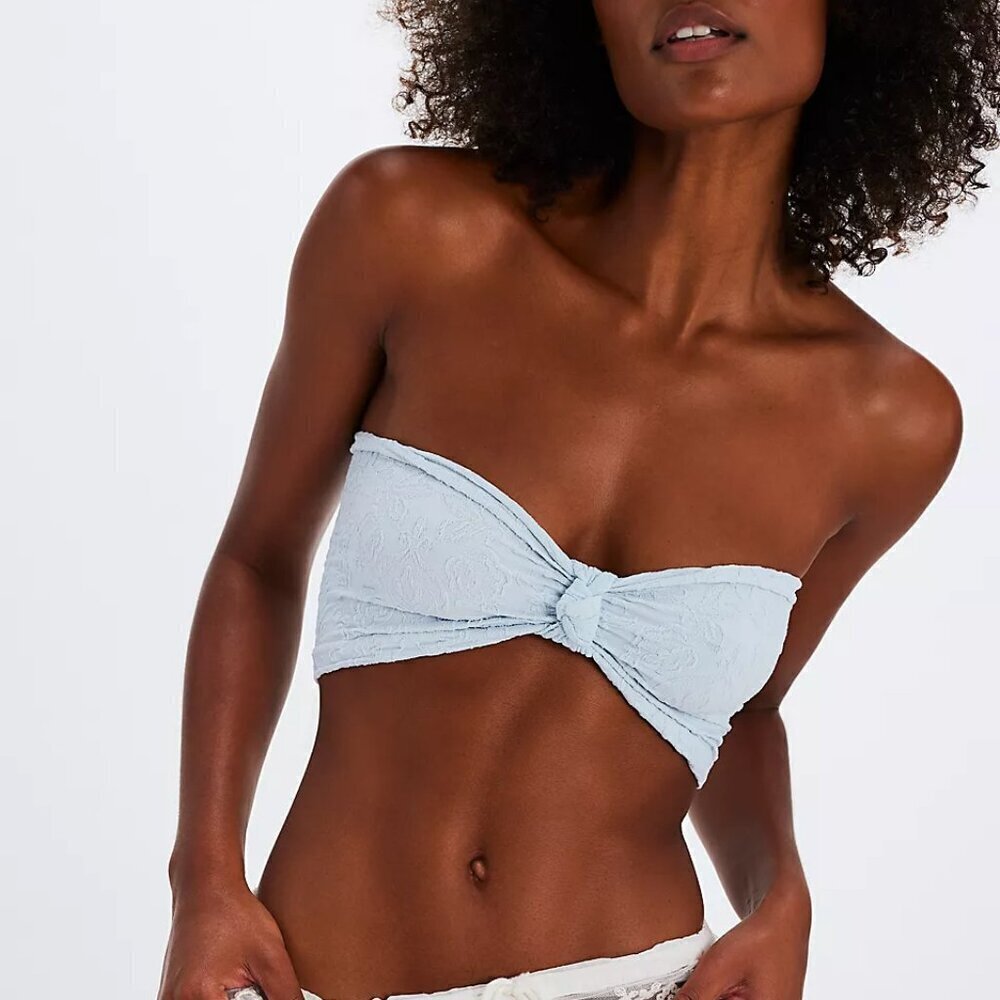 NWT Free People Intimately Floral Frills Blue Knotted Bandeau